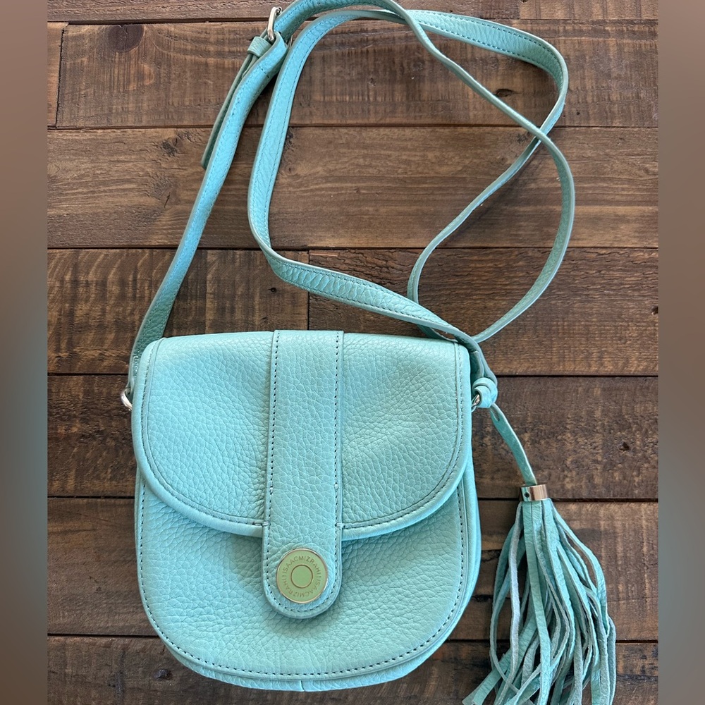 Isaac Mizrahi Mint Green Leather Crossbody Bag